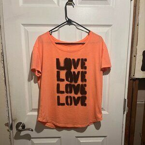 American Eagle Outfitters Women's Orange "Love "love Love" T-Shirt. $6
